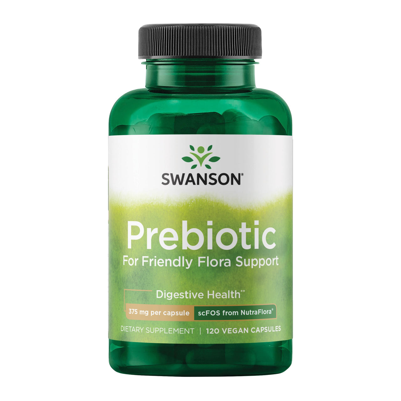 Swanson Prebiotic for Friendly Flora Support - Digestive Health Supplement - Offers Immune Support* - Contains Prebiotic Fiber - Vegan & Non-GMO - 120 Vegan Capsules