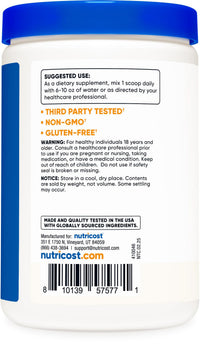 Thumbnail for Nutricost Prebiotic Fiber Unflavored (1 Pound) - Vegan, Gluten-Free, GMO-Free