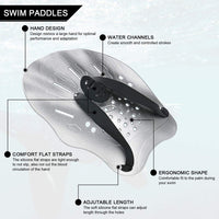 Thumbnail for Contour Swim Paddles Hand, Swim Training Hand Paddles with Adjustable Straps, Swimming Hand Paddles for Women and Men