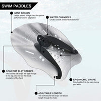 Thumbnail for Contour Swim Paddles Hand, Swim Training Hand Paddles with Adjustable Straps, Swimming Hand Paddles for Women and Men