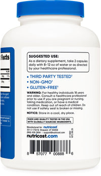 Thumbnail for Nutricost HMB (Beta-Hydroxy Beta-Methylbutyrate) 1000mg (240 Capsules) - 500mg Per Capsule, 120 Servings - Gluten Free and Non-GMO