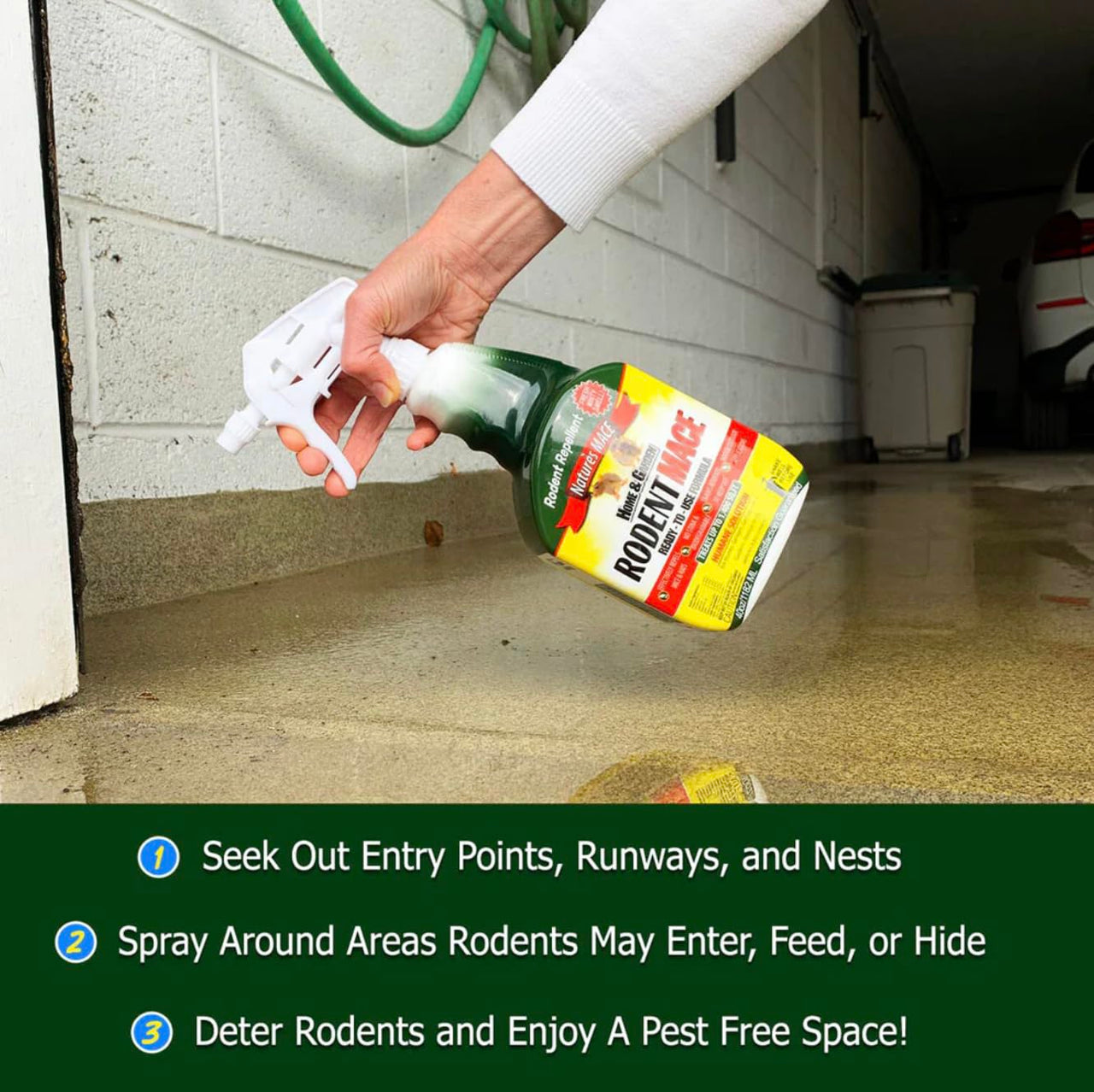 Nature's Mace Rodent Repellent Spray, Keep Mice Out, Mouse Deterrent, Indoor, Outdoor, 40 Ounce Ready-to-Use, Safe to Use Around People, Pets, Plants