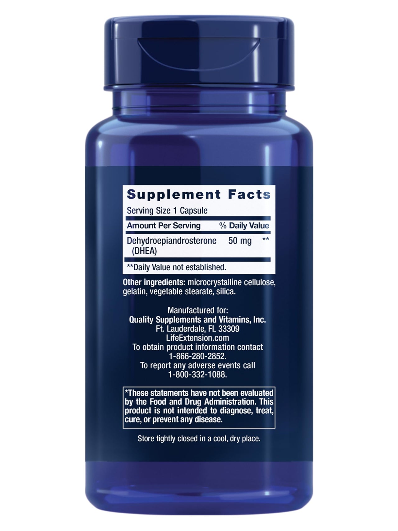 Life Extension DHEA 50 mg – Hormone Balance Supplement, Memory, Muscle Mass and Bone Density Support, Healthy Sex Drive, Gluten-Free, Non-GMO, 60 Capsules