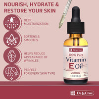 Thumbnail for De La Cruz Vitamin E Oil for Face 28,000 IU - No Preservatives, Artificial Colors or Fragrances, Made in USA 1 FL. OZ.