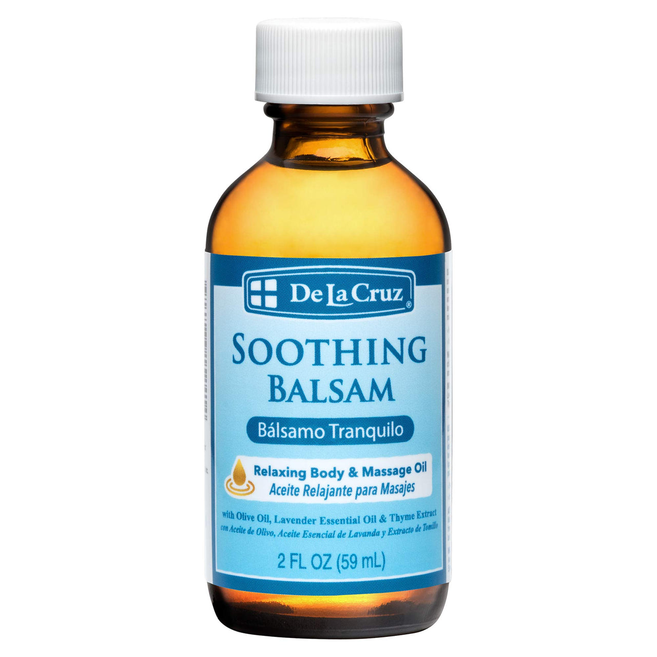 De La Cruz Soothing Balsam/Bálsamo Tranquilo Massage Oil, No Artificial Colors, Fragrances or Preservatives, Made in USA 2 FL. OZ.