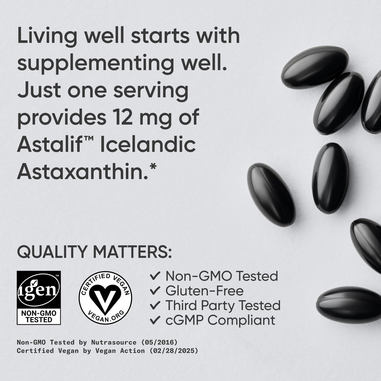 Sports Research Triple Strength Vegan Astaxanthin Supplement from Algae - Plant Based Softgels for Antioxidant Activity, Skin & Eye Health - Non-GMO Verified, Made with Coconut Oil - 12mg, 60 Count