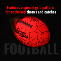 Thumbnail for Wave Runner LED Light-Up Football - Glow in The Dark Football Games- Size 10.35 in. with Pump and Batteries Included | Great for Adults, Teens & Players (Orange W/Cracks)