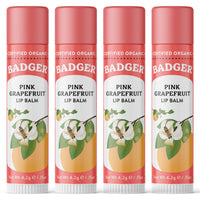 Thumbnail for Badger Pink Grapefruit Classic Lip Balm, 100% Organic Lip Balm, Long Lasting Lip Care w/Light Silky Texture, Refreshing & Uplifting, 4 Pack