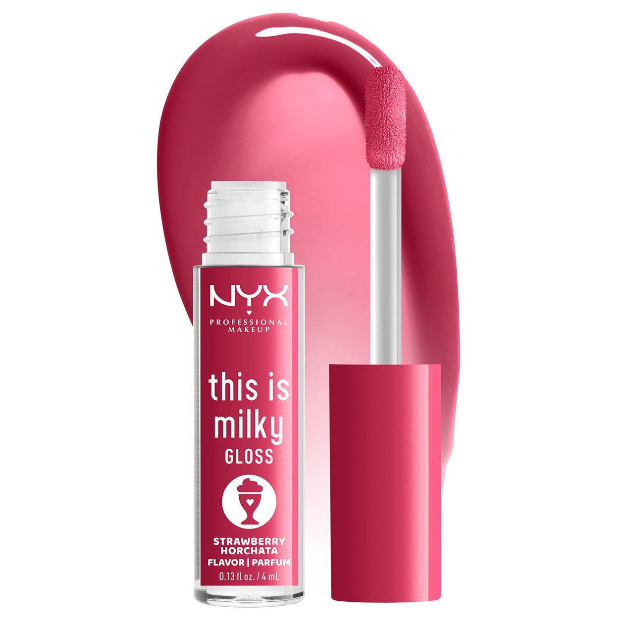 NYX PROFESSIONAL MAKEUP This Is Milky Gloss, Lip Gloss with 12 Hour Hydration, Vegan - Strawberry Horchata (Mauve Pink)