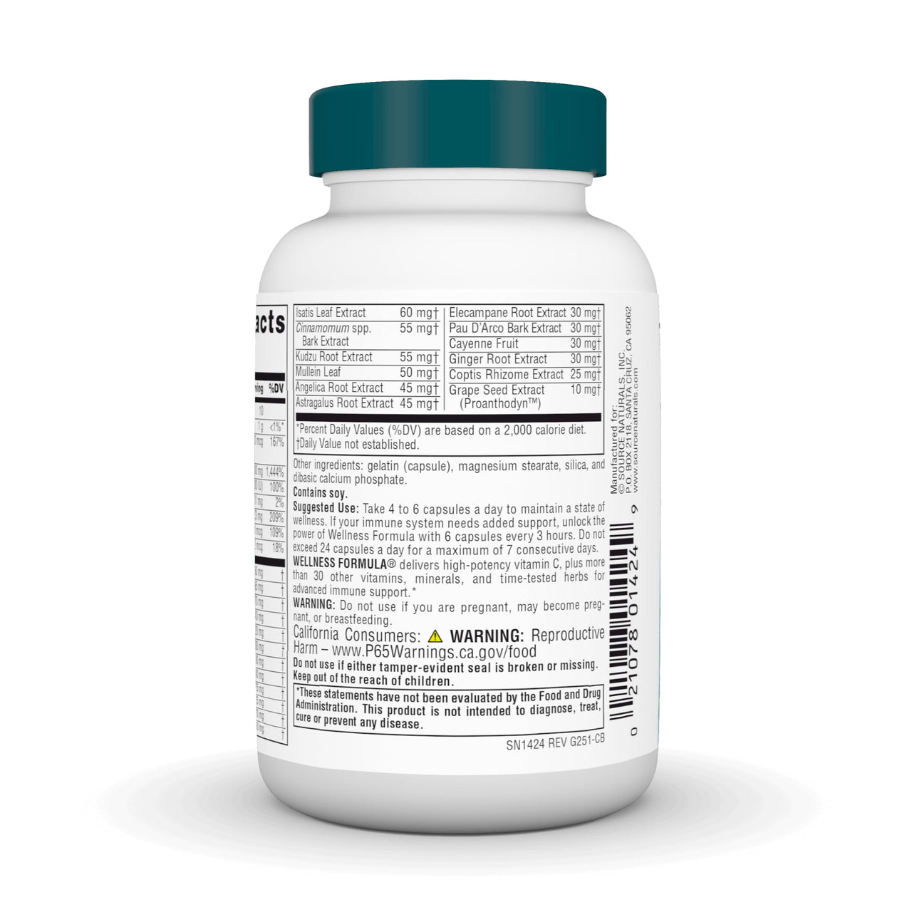 Source Naturals Wellness Formula Bio-Aligned Vitamins & Herbal Defense for Immune System Support - Dietary Supplement & Immunity Booster - 60 Capsules