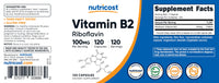 Thumbnail for Nutricost Vitamin B2 (Riboflavin) 100mg, 120 Capsules - Gluten Free and Non-GMO