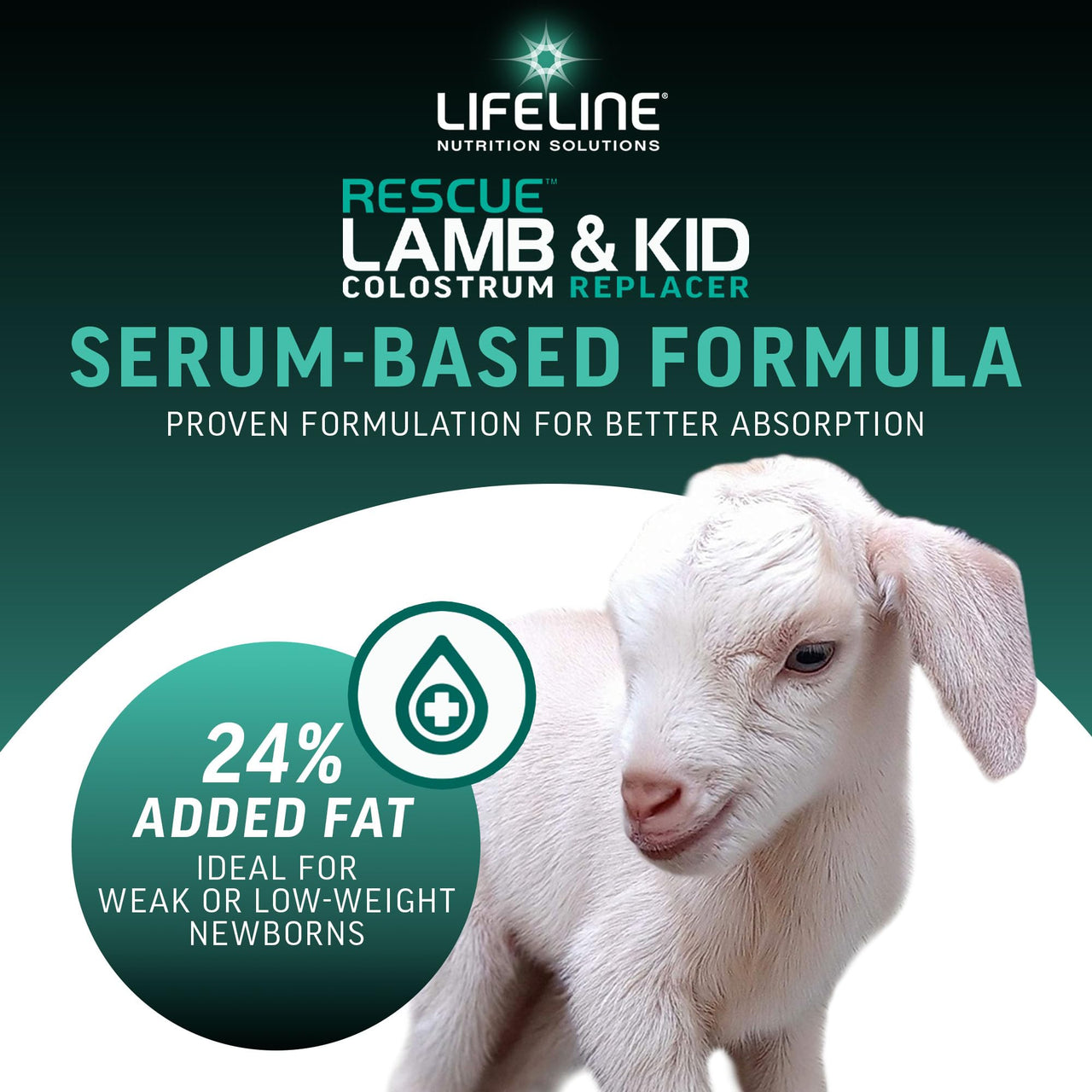 ANNUSO LIFELINE Rescue Lamb & Kid Colostrum Replacer, 1.3lb Bag - 144g Globulin Protein for Newborn Goats & Lambs - Immune Support, Fat, Vitamins, Minerals - Serum-Based, Easy-Mix Formula