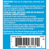Thumbnail for The Vitamin Shoppe Vitamin E 400IU - Antioxidant Support for Skin Health & Immune Function, Daily Vitamin (60 Softgels)