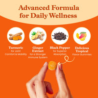 Thumbnail for BeLive Turmeric Gummies - Curcumin with Black Pepper & Ginger Extract - 500 mg of Turmeric and Ginger Supplement for Immune Support, Healthy Skin, and Mobility - Tropical Flavor | 60 Count