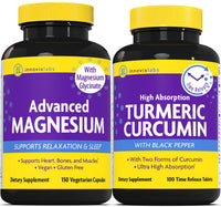 Thumbnail for Magnesium & Curcumin Bundle: InnovixLabs Advanced Magnesium (150 Time-Release Capsules) InnovixLabs Turmeric Curcumin (100 Time-Release Tablets). Promotes Relaxation, Bones, Muscle and Immune Health.*