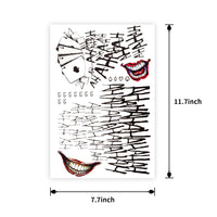 Thumbnail for 4 Sheets Large-Size Joker Tattoos, NEDEQI Halloween Fake Temp Tattoo for Men Adult - All Versions - Realistic & Last Long Joker Sticker Perfect for Halloween Costumes Cosplay Makeup Party Accessories