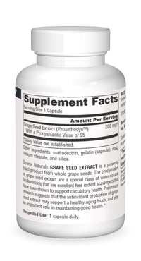 Thumbnail for Source Naturals Proanthodyn Grape Seed Extract, Antioxidant Protection, Supports a Healthy Aging Brain*, 200 mg - 60 Capsules