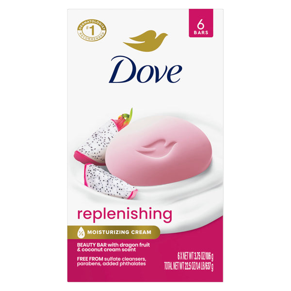 Dove Bar Soap 6 Count Dragon Fruit for Deep Nourishment for Calm, Replenished Skin 3.75 oz