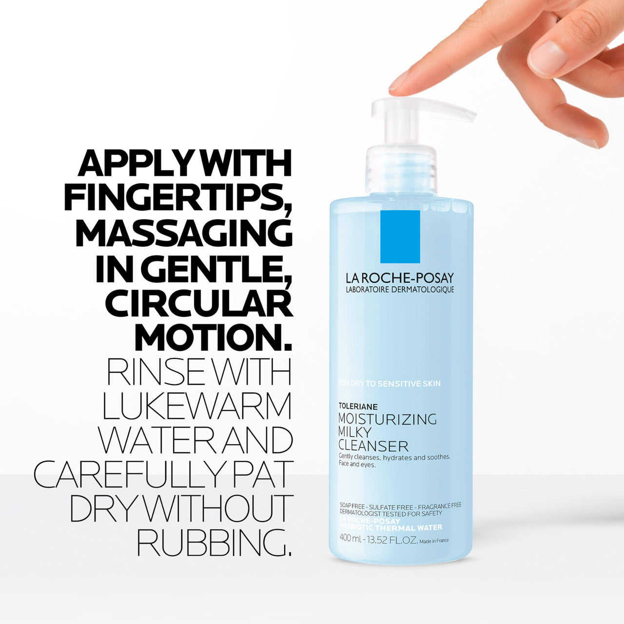 La Roche-Posay Toleriane Moisturizing Milky Cleanser, Gentle Face Cleanser with Glycerin for Dry, Sensitive & Allergy-Prone Skin, Face Wash for Hydration, Makeup Remover Cleanser, 13.5fl oz