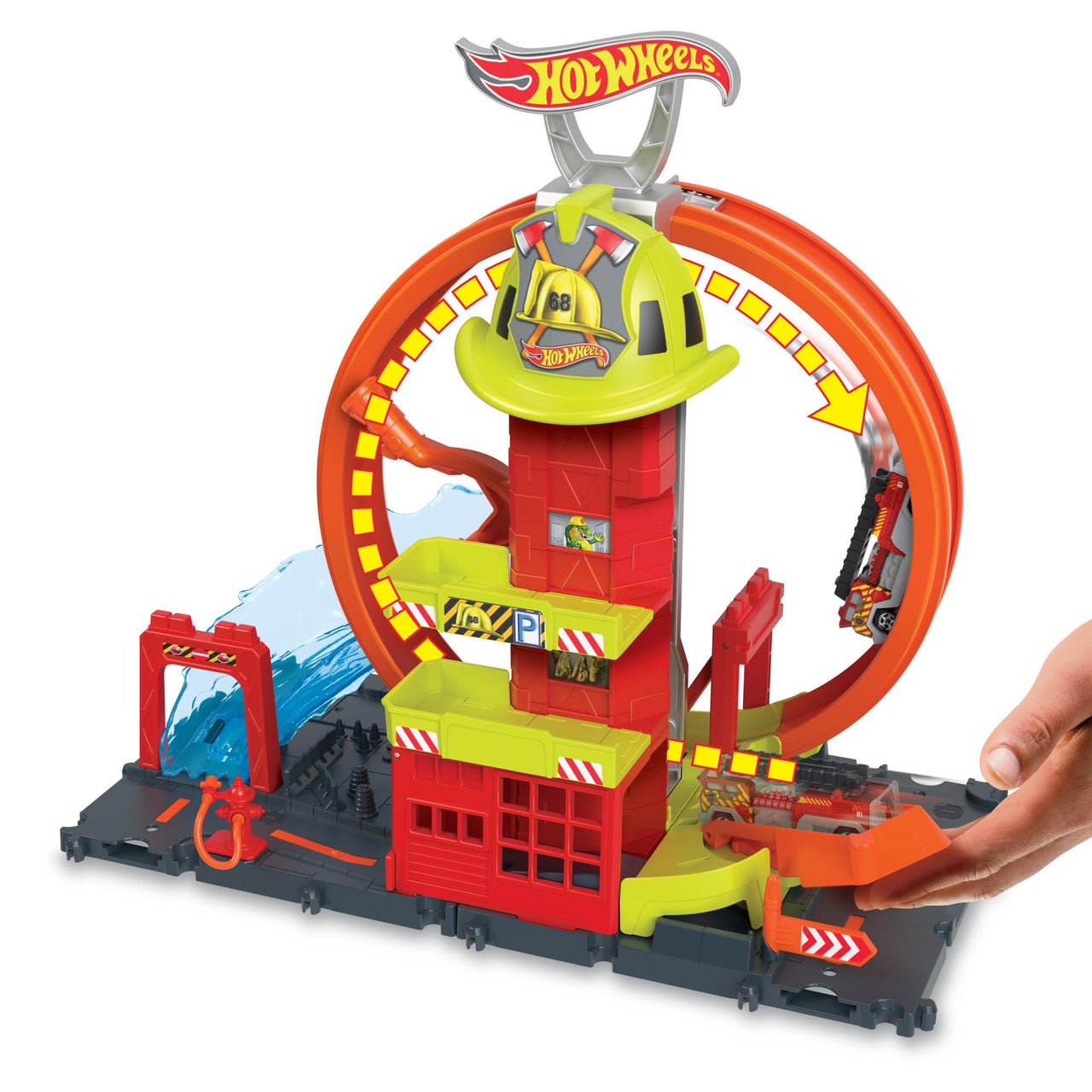 Hot Wheels City Super Loop Fire Station Playset & 1 Toy Car
