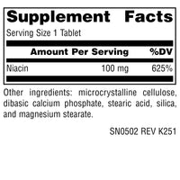 Thumbnail for Source Naturals Niacin, Vitamin B-3, Non-GMO, 100 mg - 250 Tablets