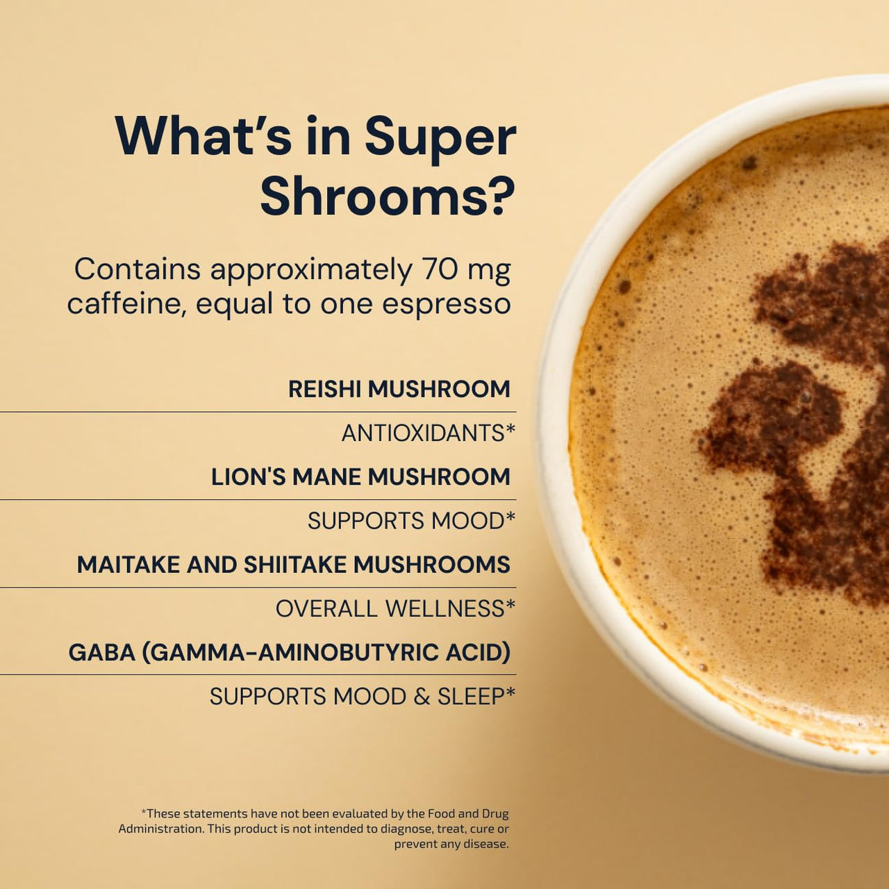 Blueprint Bryan Johnson Super Shrooms Mushroom Coffee Alternative - 70MG Caffeine - 30 Servings