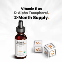 Thumbnail for Codeage Liquid Vitamin E+ - USDA-Certified Organic Vitamin E - 2-Month Supply - D-Alpha Tocopherol Acetate, Organic MCT Oil, Orange Fruit Oil, Unflavored, Non-GMO, Vegan, Gluten-Free, 2 fl oz