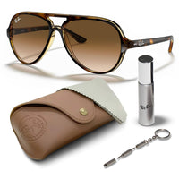 Ray-Ban RB4125 CATS 5000 CLASSIC Pilot Shaped Non-Polarized Sunglasses for Men – Includes Official RAYBAN Eyewear Kit – Ideal Formal & Casual Wear Sunglasses – Light Brown Gradient Lens