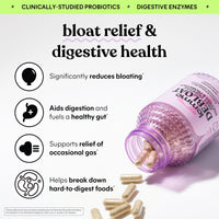 Thumbnail for Lemme Debloat 3-in-1 Prebiotic, Probiotic & Digestive Enzyme Capsules for Bloating & Gas Relief - 2 Clinically Studied Probiotics w/5 Digestive Enzymes to Improve Digestion, Women & Men, (60 Count)