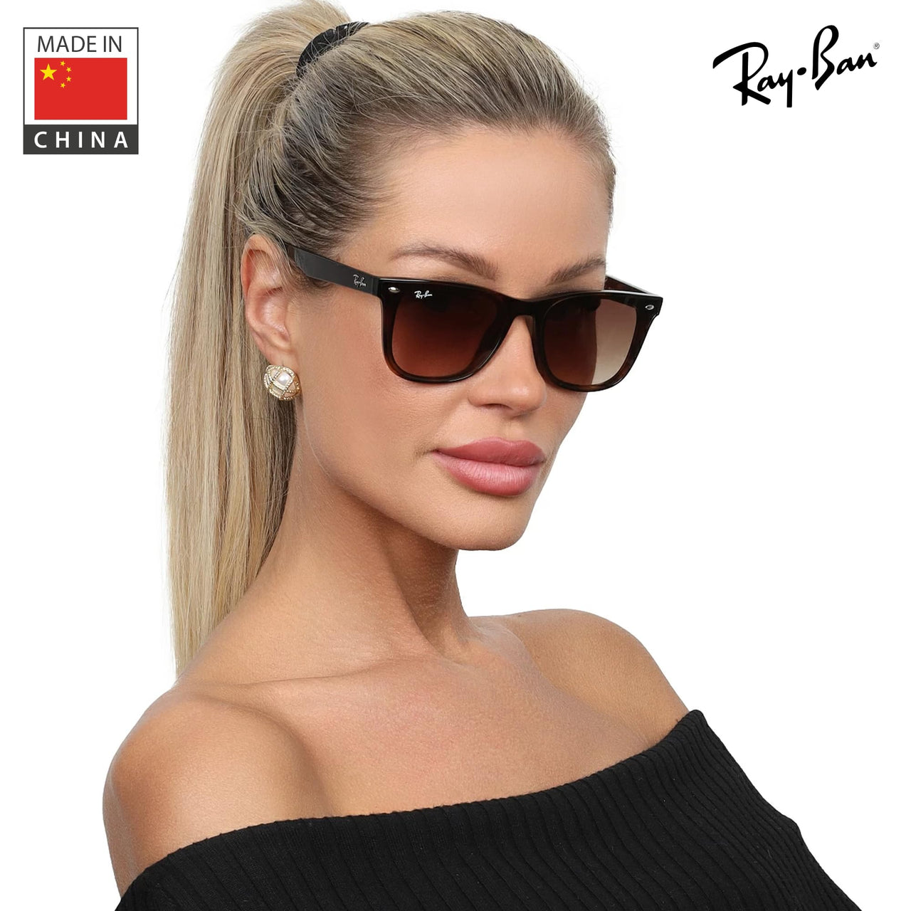 Ray-Ban RB4420 Square Shaped Non-Polarized Sunglasses for Men & Women – Includes Official RAYBAN Eyewear Kit – Ideal Formal & Casual Wear Sunglasses – Brown Lens