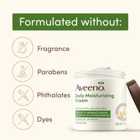 Thumbnail for Aveeno Daily Moisturizing Cream with Prebiotic Oat & Shea Butter for Body, Face & Hands Moisturizer Cream, Hydrates Normal to Dry, Sensitive Skin, Fragrance Free, Non-Comedogenic, 20 oz
