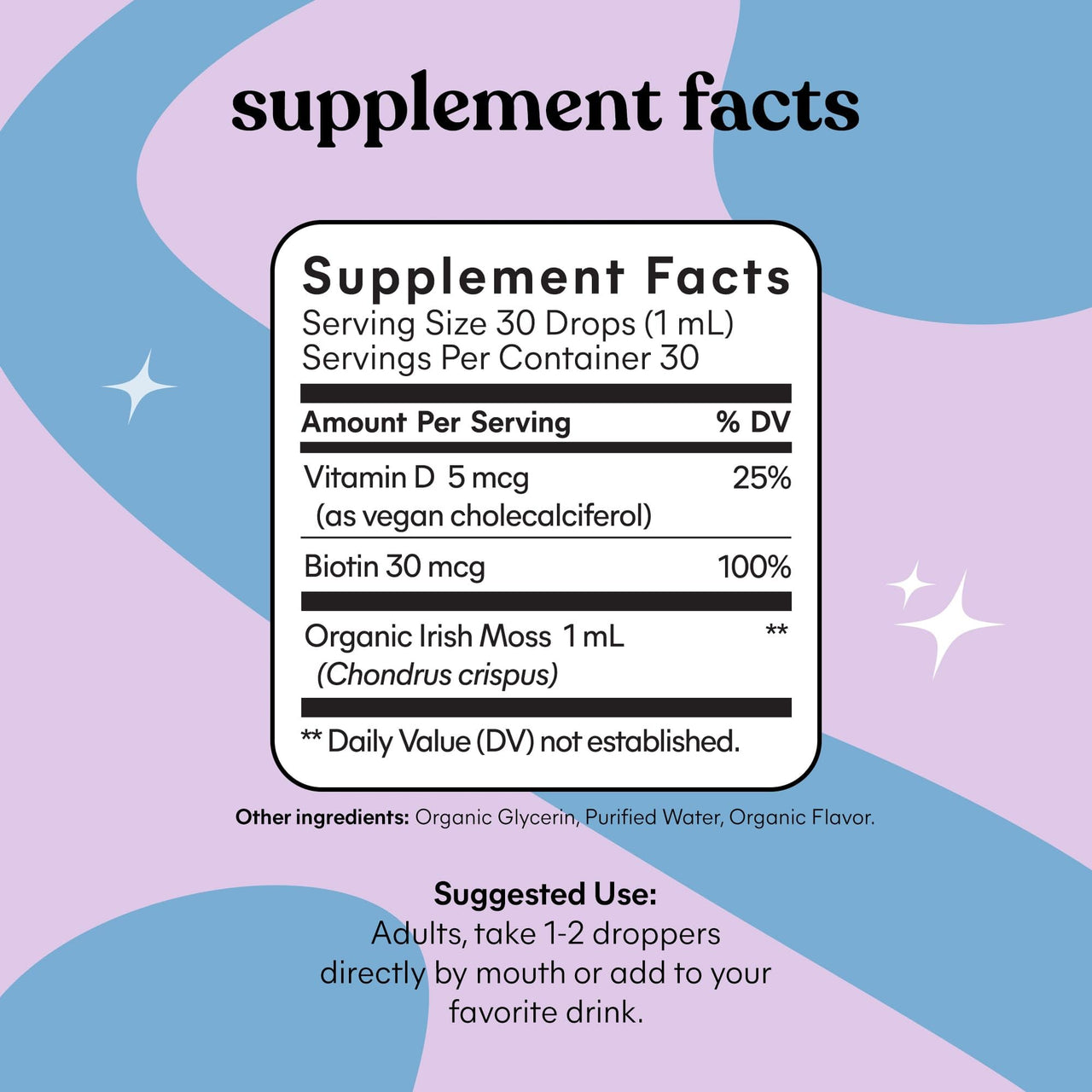 Lemme Irish Sea Moss Organic Liquid Drops with Vitamin D3 and Biotin for Trace Mineral Support, Immunity, Hair, Skin & Nails, Brain Health - Gluten & Sugar Free, Non GMO, 1 oz, 30 Servings