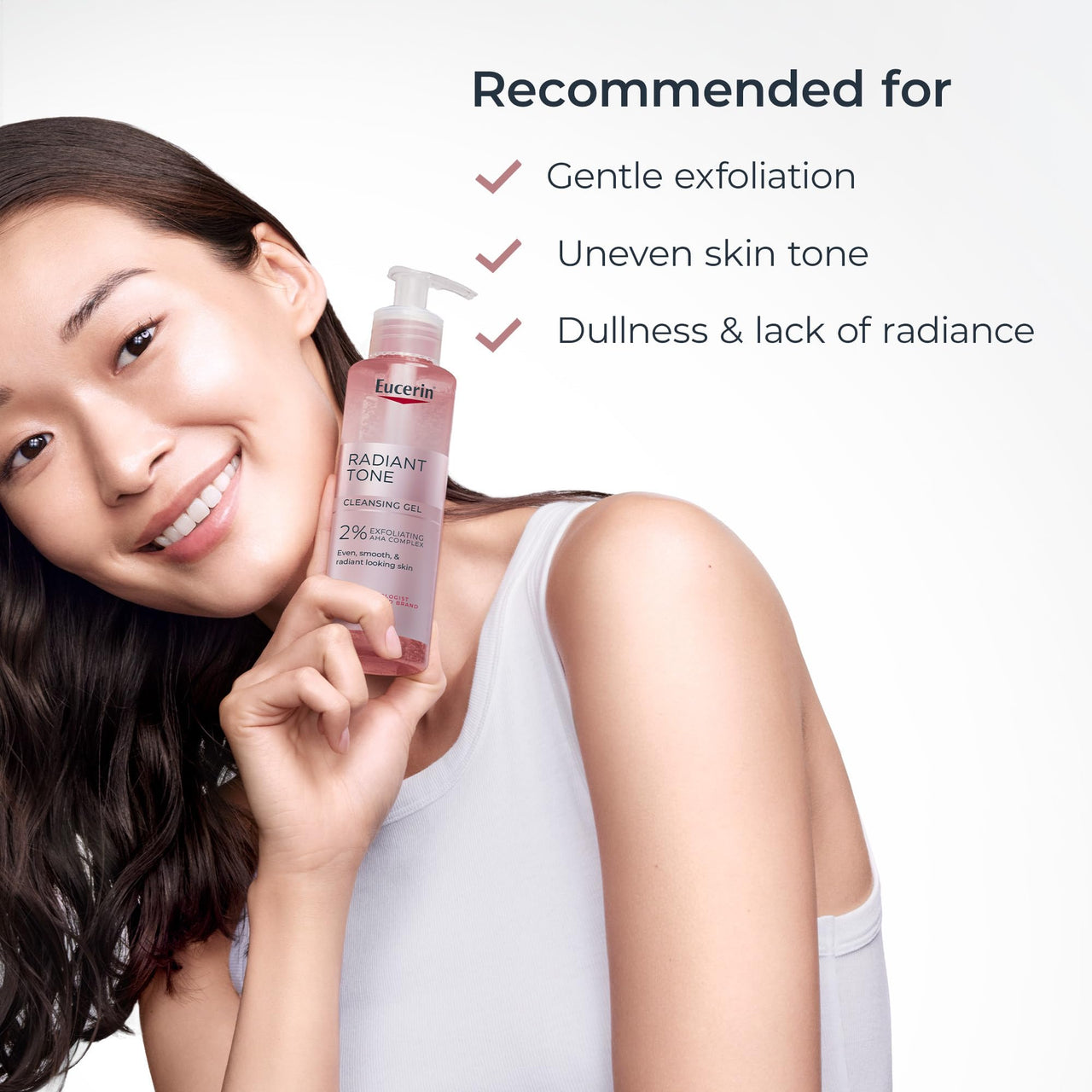 Eucerin Radiant Tone Face Cleanser Gel with 2% Exfoliating AHA Complex, Gentle Face Wash Improves Skin Clarity and Boosts Radiance, All Skin Types, 6.8 Fl Oz Bottle