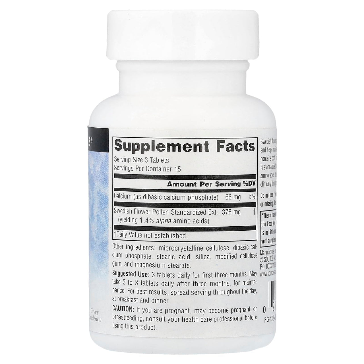 Source Naturals Swedish Flower Pollen Extract Supplement, Supports Prostate Function and Healthy Urine Flow* - 45 Tablets