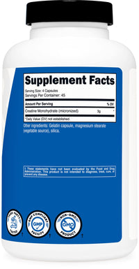 Thumbnail for Nutricost Creatine Monohydrate 3,000mg, 180 Capsules (750mg Per Capsule) - Gluten Free, Non-GMO