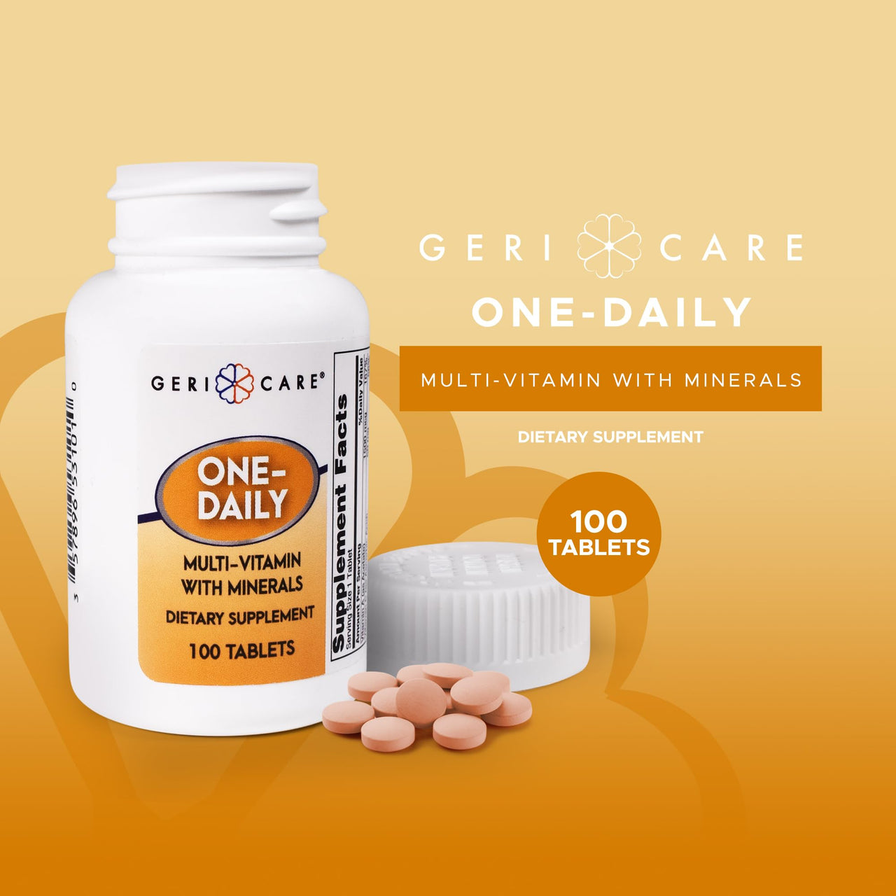 One-Daily Multivitamins with Minerals for Men & Women (100 Tablets) by GeriCare| High-Potency Multi-Vitamin & Multimineral Dietary Supplement for Immunity, Energy| Complete Daily Nutritional Support