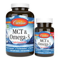 Thumbnail for Carlson - MCT & Omega-3, Coconut Oil, Caprylic & Capric Acids, EPA & DHA, Energy Production, Fat Metabolism & Brain Health, 120+30 Softgels