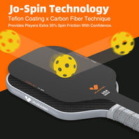 Thumbnail for JOJOLEMON Pickleball Paddles, Raw Carbon Fiber Rackets with 16mm Polymer Honeycomb Core, Hybrid Racquet Designed for Ultimate Spin & Consistency - USAPA Approved