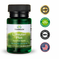 Thumbnail for Swanson L. Reuteri Probiotic Plus w/L. Rhamnosus L. Acidophilus & FOS Prebiotic Digestive Support - Promotes Gut Health w/ 7 Billion CFU per Capsule - (30 Veggie Capsules) (2 Pack)