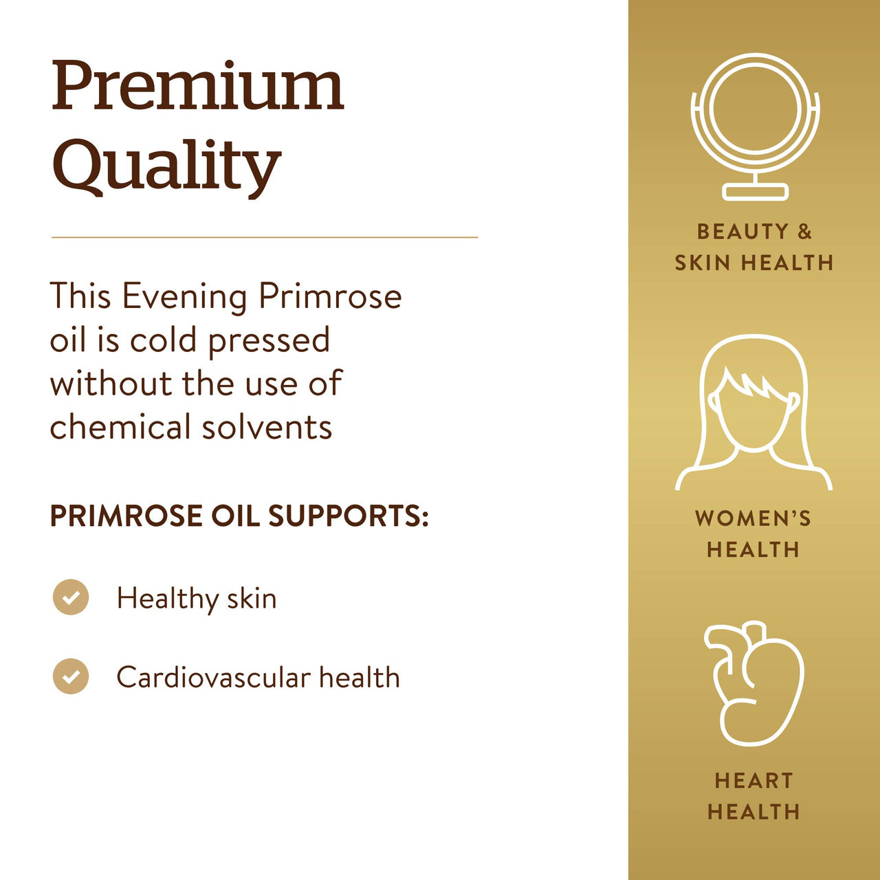Solgar Evening Primrose Oil 1300 mg, 60 Softgels - Promotes Healthy Skin - Nutritional Support for Women - Non-GMO, Gluten Free, Dairy Free - 60 Servings