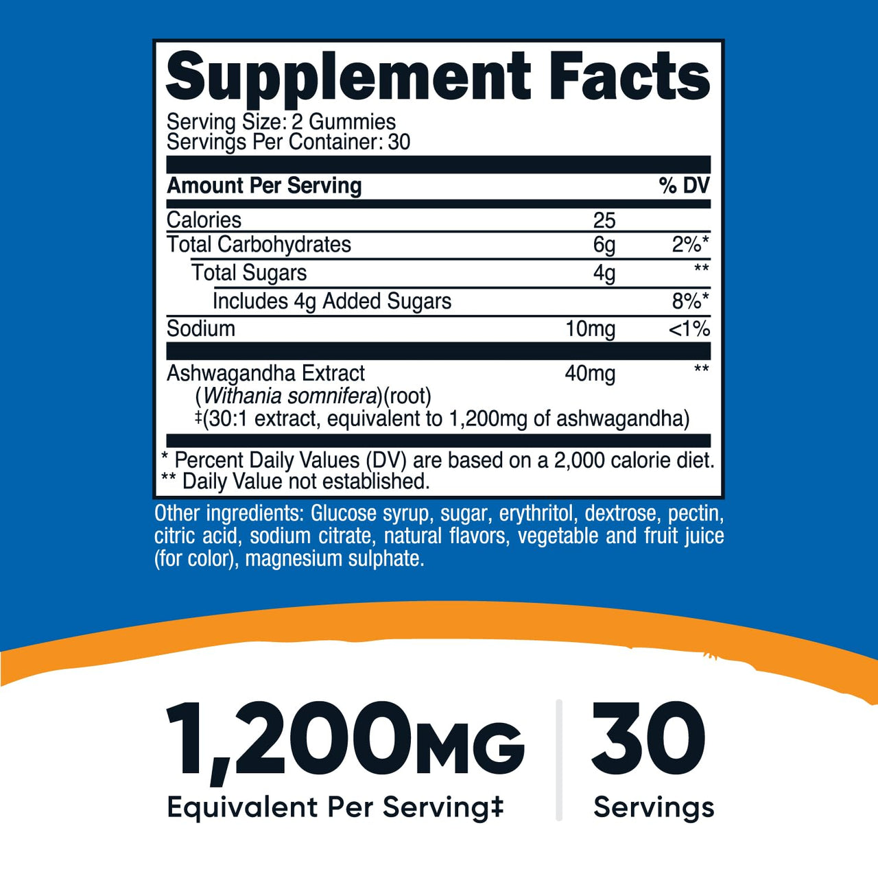 Nutricost Ashwagandha Gummies (Mixed Berry) 1,200mg Equivalent from 40mg of 30:1 Extract Per Serving, 60 Gummies for 30 Servings Per Bottle - Vegetarian, GMO Free and Gluten Free