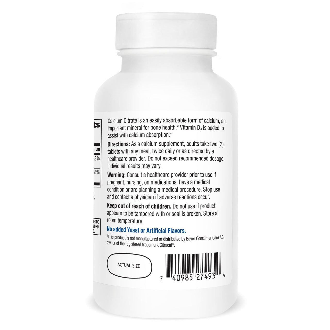 21st Century Calcium Citrate Plus D Maximum Caplets, 120 Count (27493)
