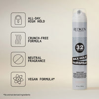 Thumbnail for Redken Max Hold Neutral Hairspray 32 | Extreme Maximum High Hold Hairspray | Long-Lasting Lift & Frizz Control | For All Hair Types | Neutral Fragrance