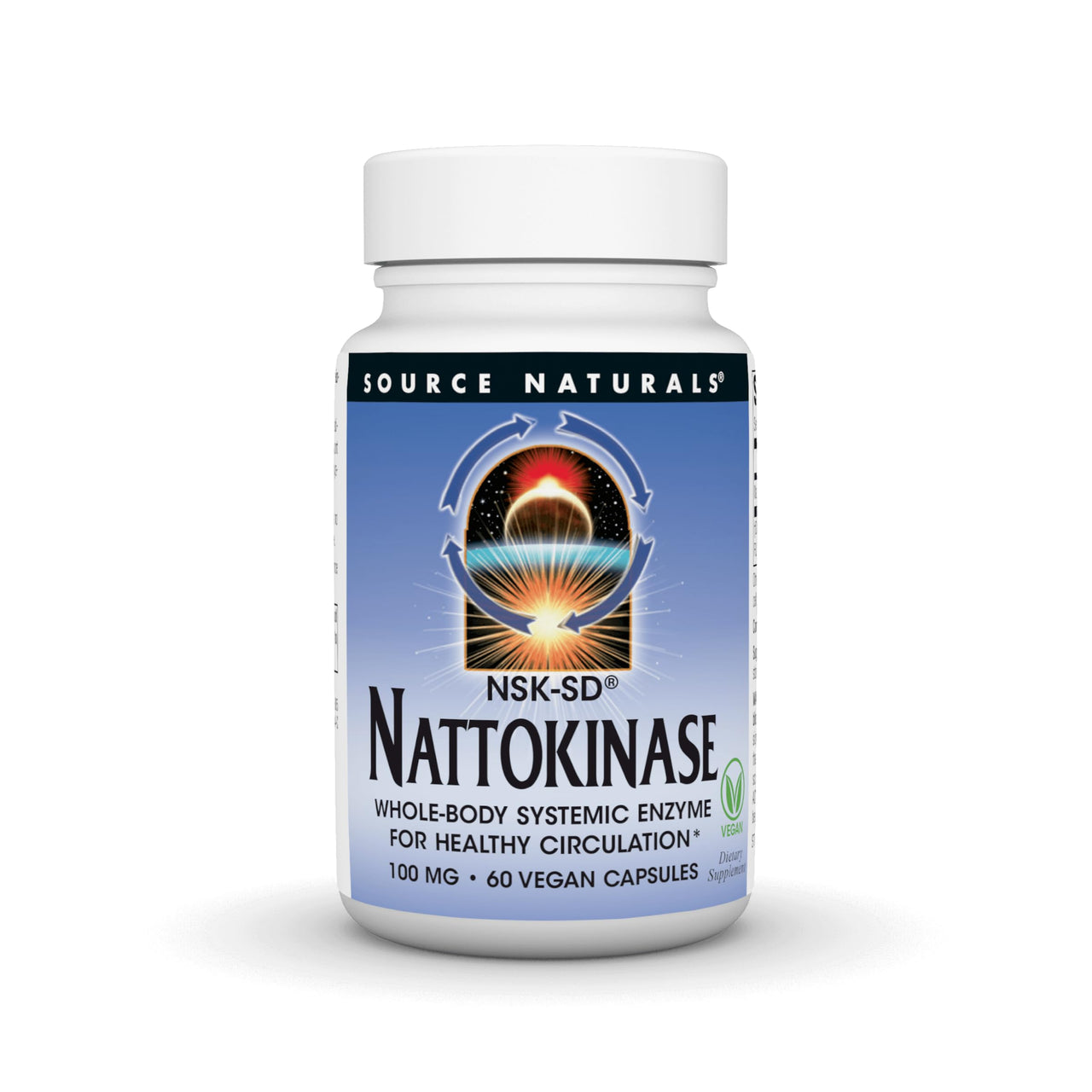 Source Naturals NSK-SD Nattokinase, Systemic Enzyme for Healthy Circulation* 100mg - 60 Vegan Capsules