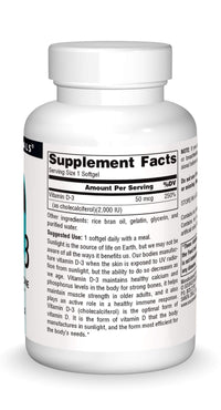 Thumbnail for Source Naturals Vitamin D-3 2000 iu Supports Bone & Immune Health - 200 Softgels