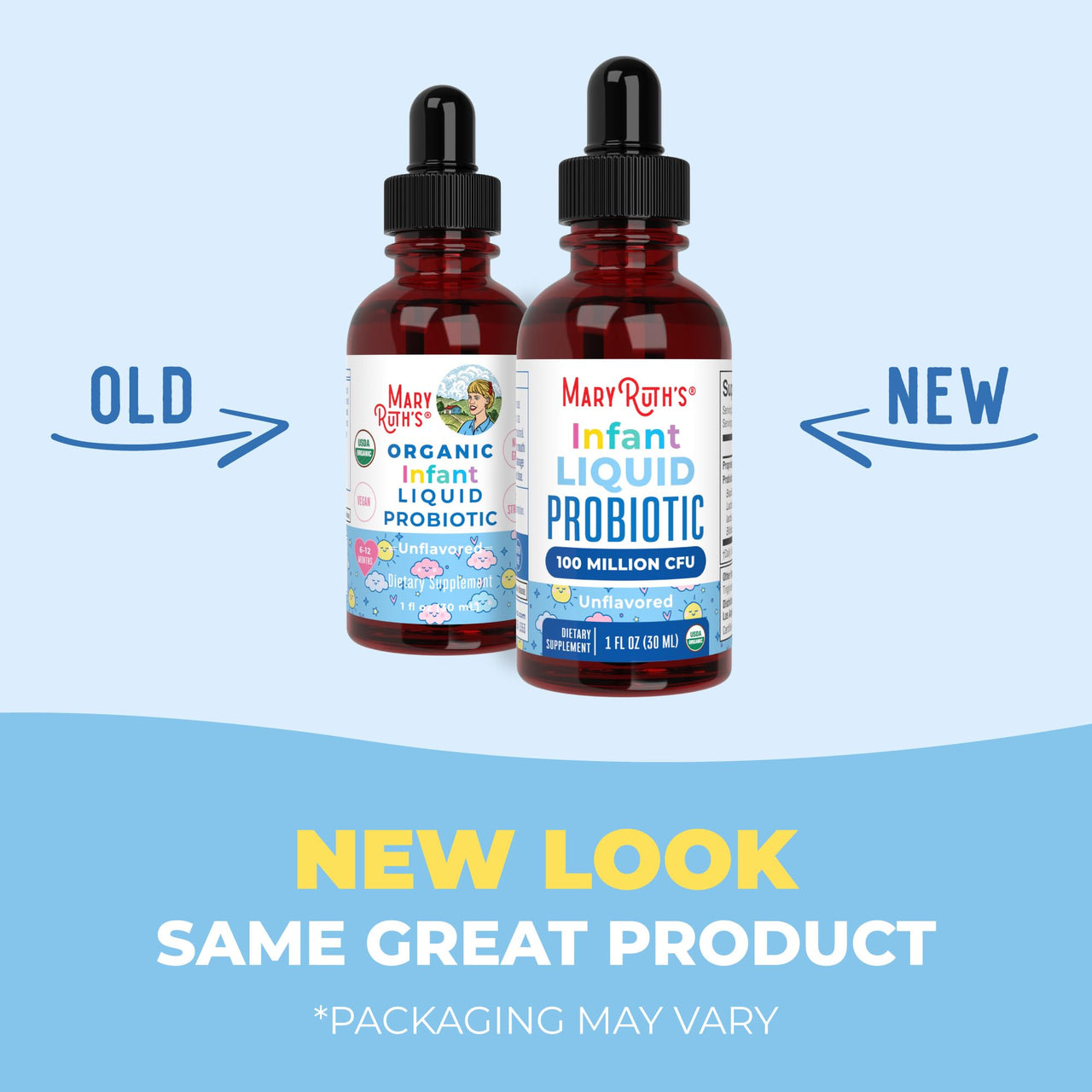 MaryRuth Organics USDA Organic Infant Liquid Probiotic Drops | Baby Essentials | Probiotics for Infants | Baby Probiotic Drops | Proprietary Probiotic Blend | Vegan | Non GMO | 125 Servings