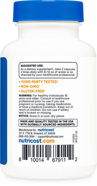Thumbnail for Nutricost Alpha GPC 600mg, 60 Vegetarian Capsules - Non-GMO and Gluten Free, 300mg Per Capsule