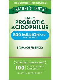 Thumbnail for Nature's Truth Probiotics for Men and Women | 500 Million CFU | 100 Capsules | Non-GMO & Gluten Free Supplement