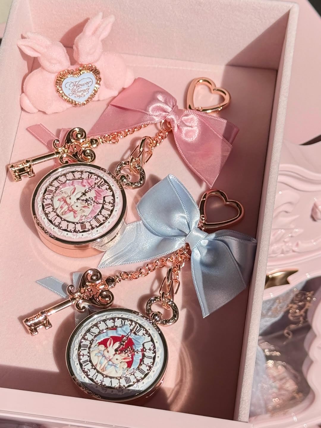 Flower Knows Bunny Garden Lip Balm & Bag Charm, Blue Keychain Balm