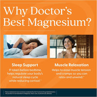 Thumbnail for Doctor's Best High Absorption Magnesium Glycinate Lysinate Supplement for Sleep Support - Chelated Magnesium Tablets for Women & Men, 200mg per Serving, Supports Calm & Relaxation, Vegan - 120 Count